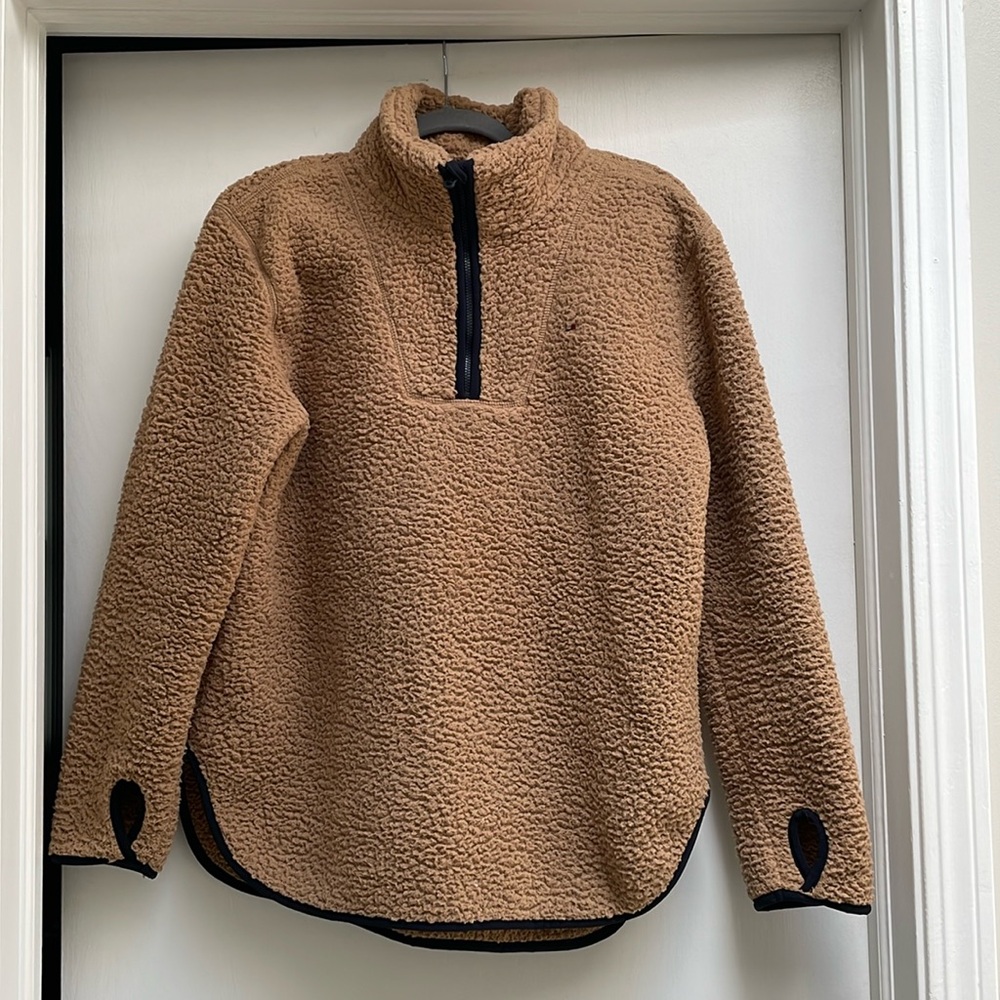 Tommy Hilfiger sweatshirt, size SP, tan color with dark blue cording!